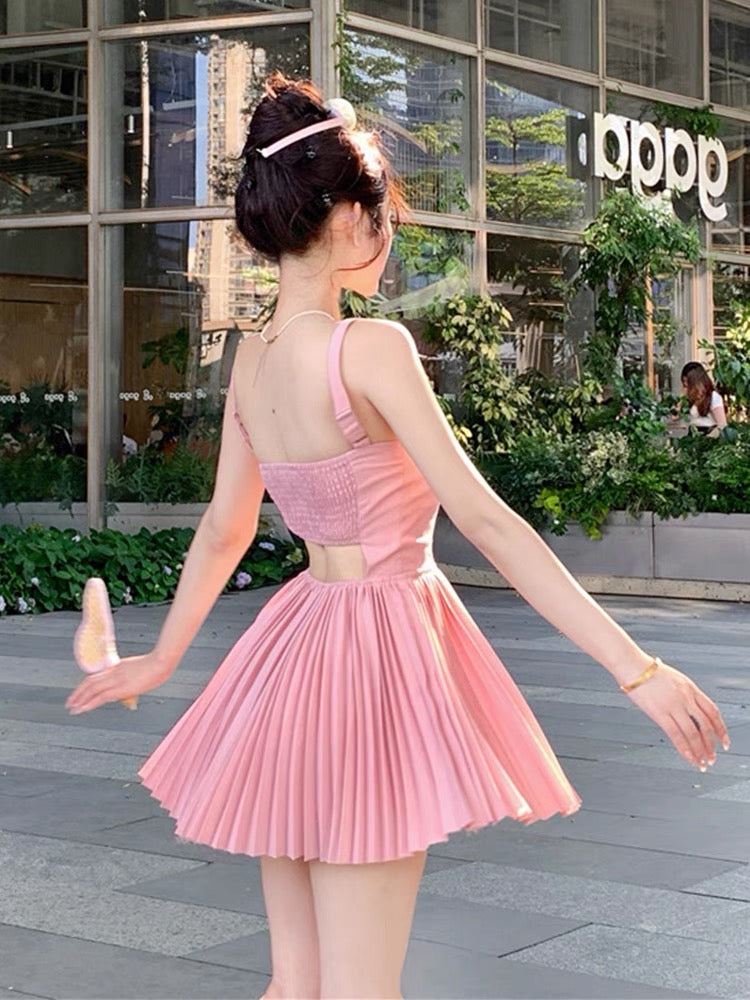 Sweet Pleated Blue Dress (Blue - L - 3XL)