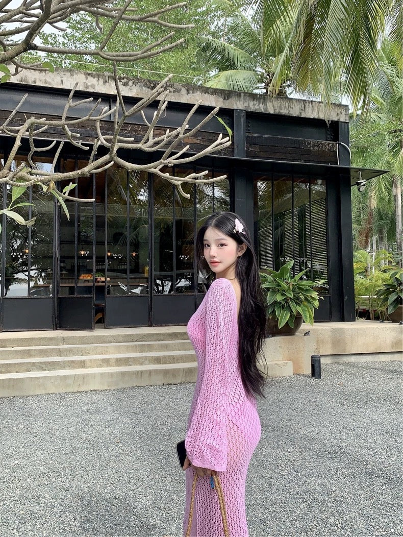 Bikini + Knitted Dress Three Pieces Set (5 Colours)