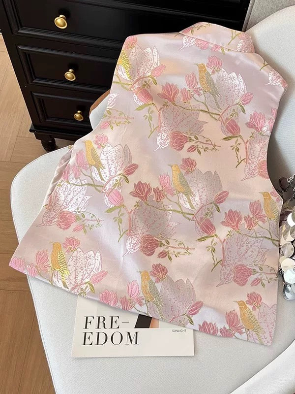Pink Cheongsam Vest Top