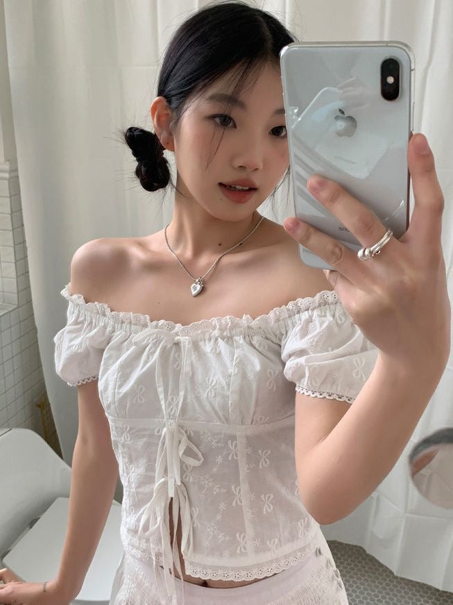 Puff Sleeve White Top (M-XL)