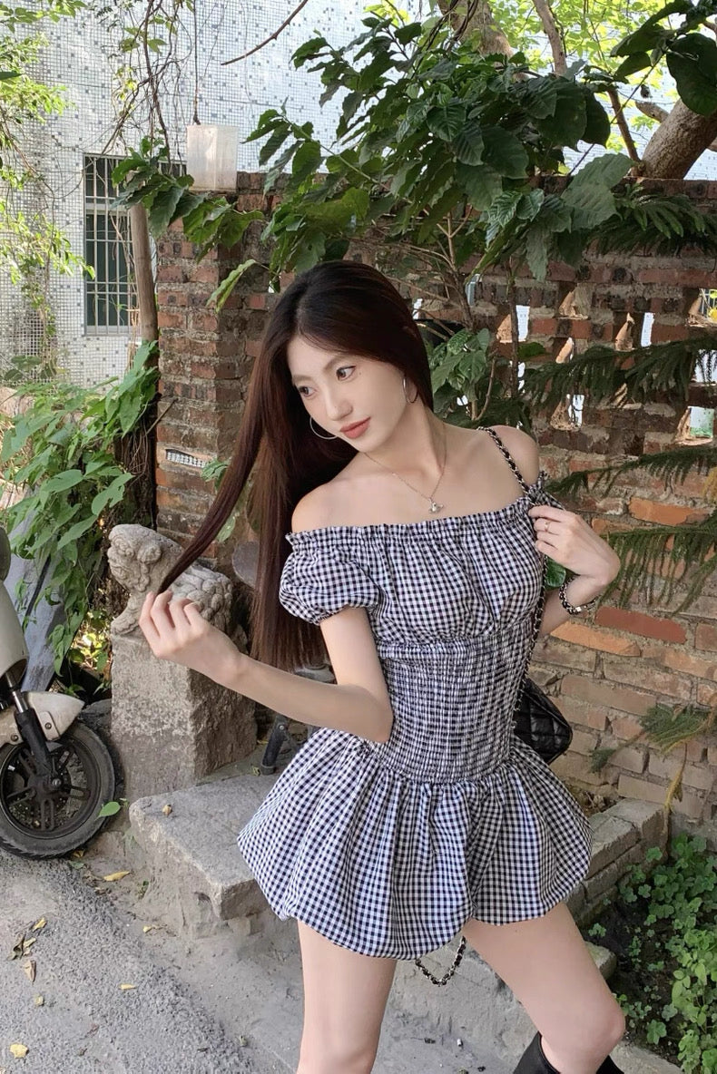 Black Ginham Mini Romper