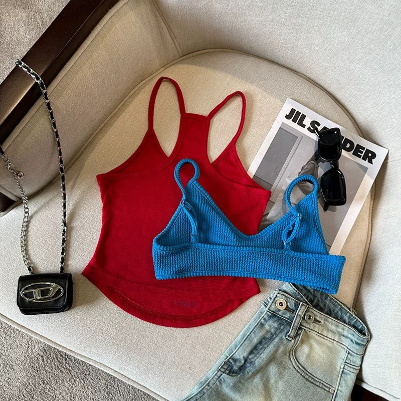 Inner Bra + Singlet Top Set (Purple, Red, Black)