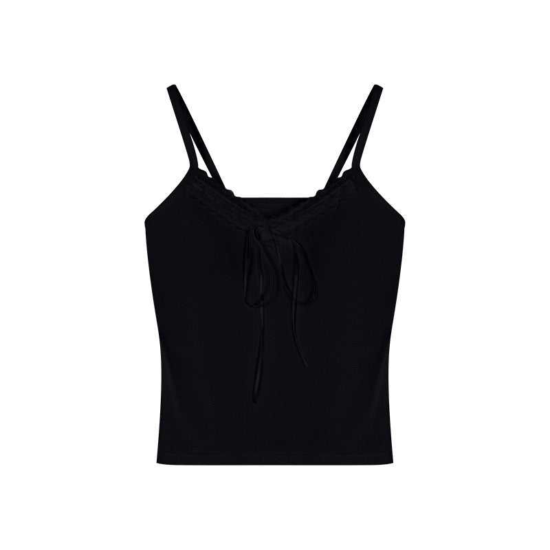 Mini Ribbon Basic Sleeveless Strap Top (white)