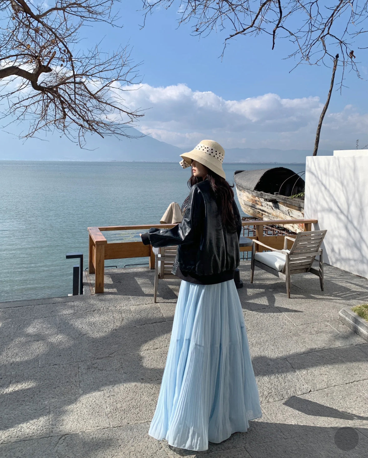 Pleated Chiffon Maxi Long Skirt