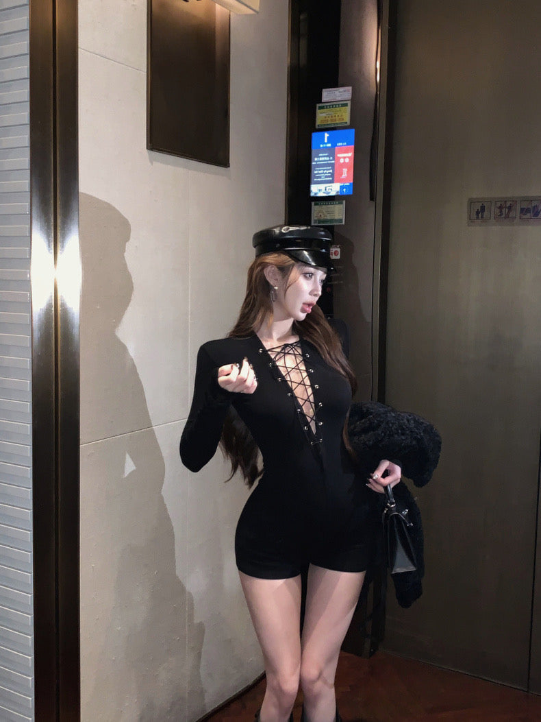 Black Long Sleeve Romper