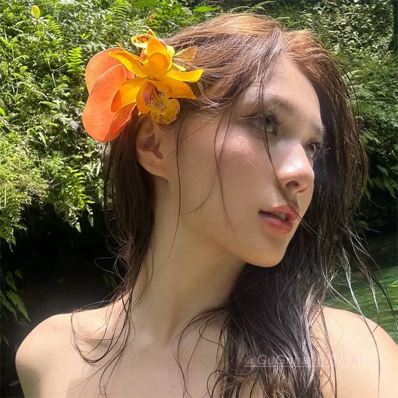 Summer FP13 Orange Floral Hair Pin Set