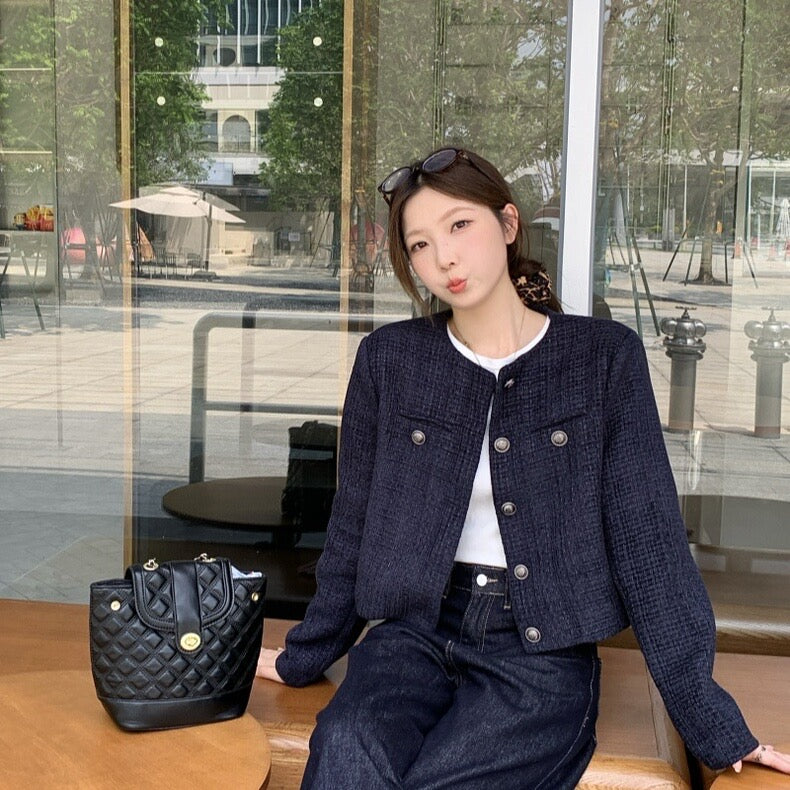 Navy Cardigan Top