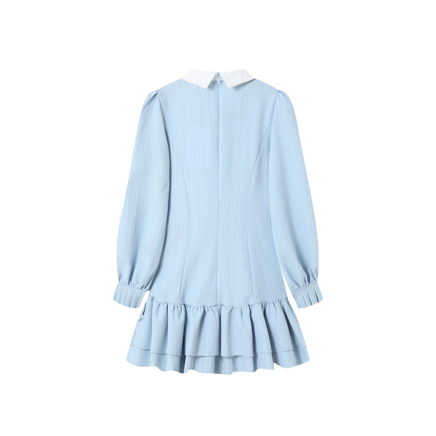 Uni White Collar Blue Long Sleeve Dress