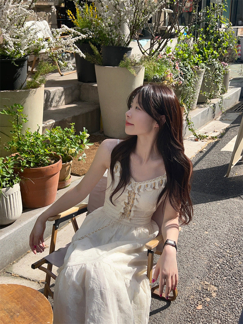 Seashell Beige Lacey Strap Dress (S)