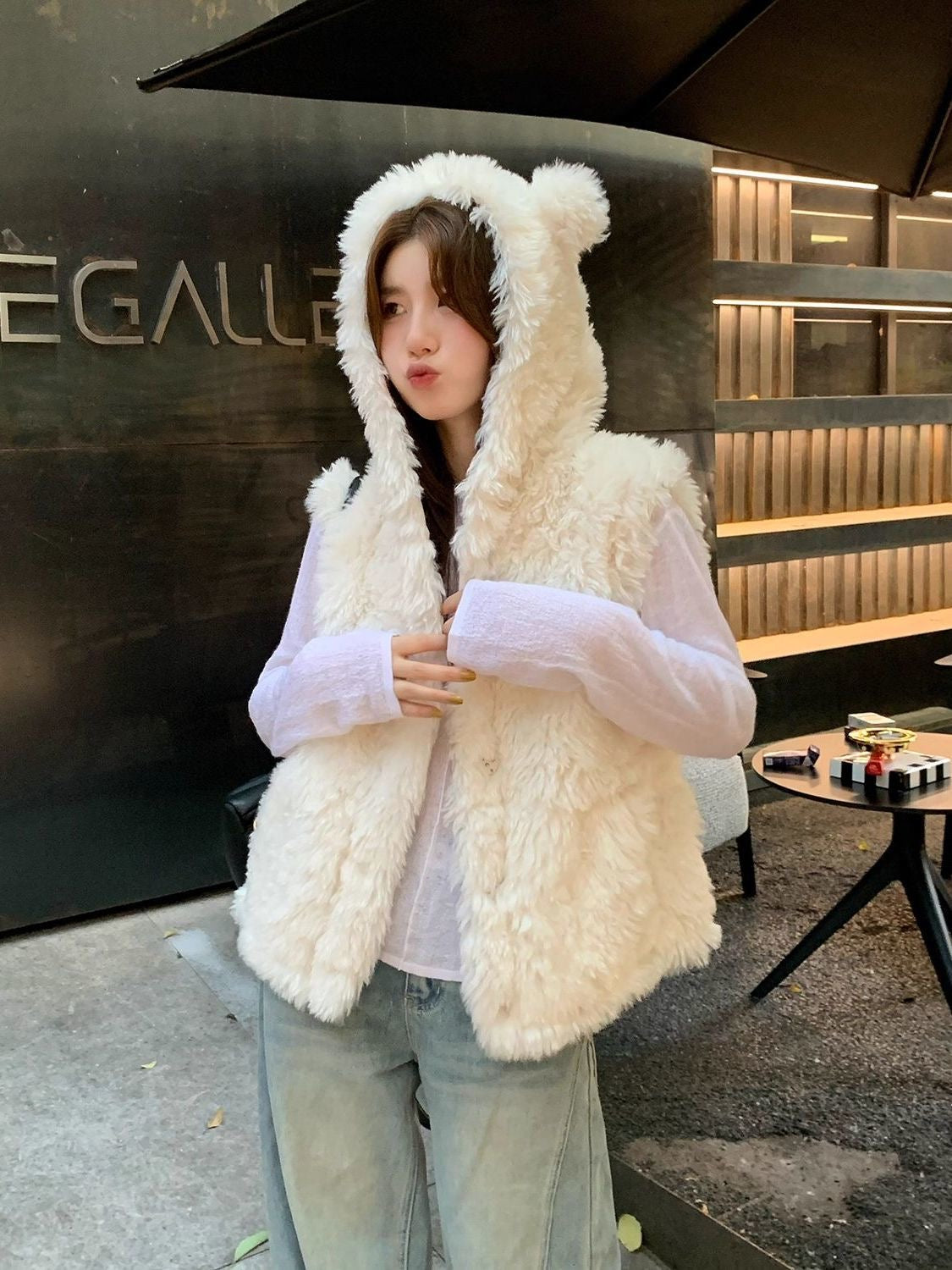 Teddy Furry White Vest Top