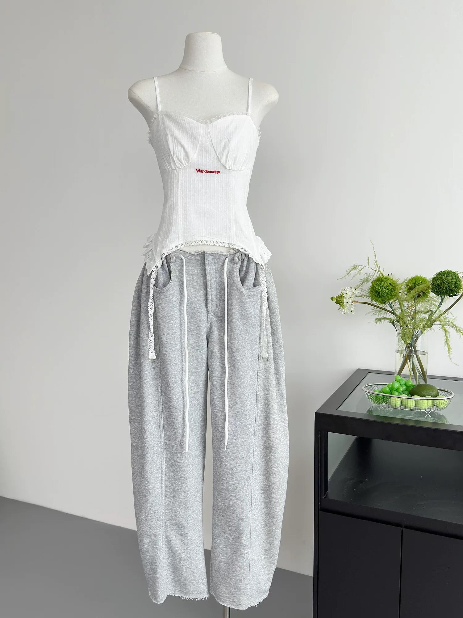 Grey Cotton Long Pants
