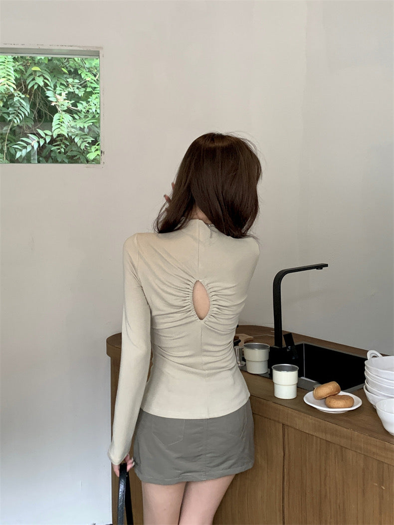 Halter Collar Long Sleeve Top