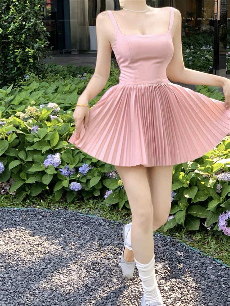 Sweet Pleated Blue Dress (Blue - L - 3XL)