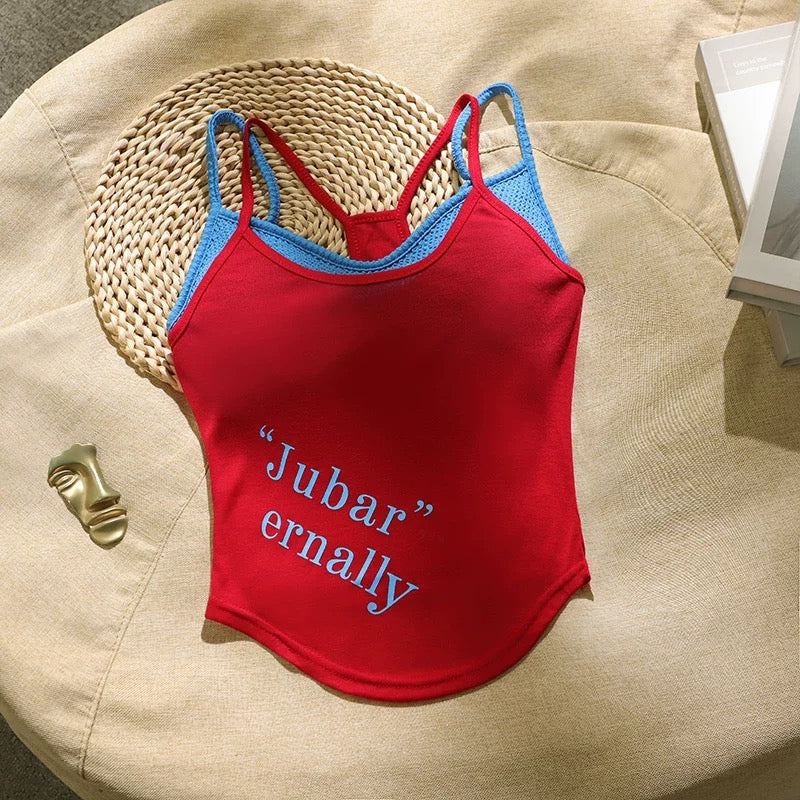 Inner Bra + Singlet Top Set (Purple, Red, Black)