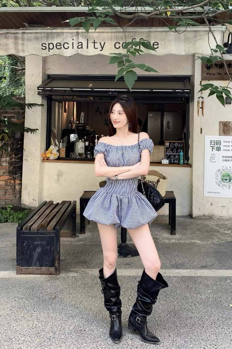 Black Ginham Mini Romper