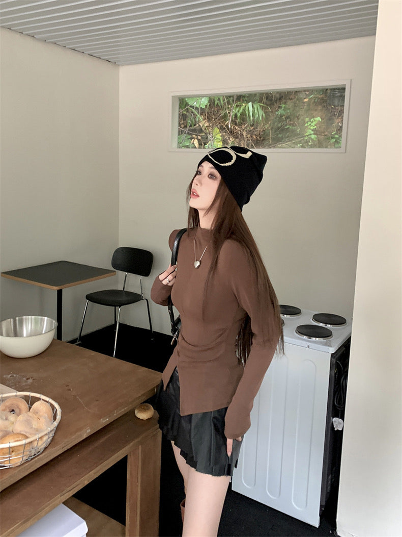 Halter Collar Long Sleeve Top