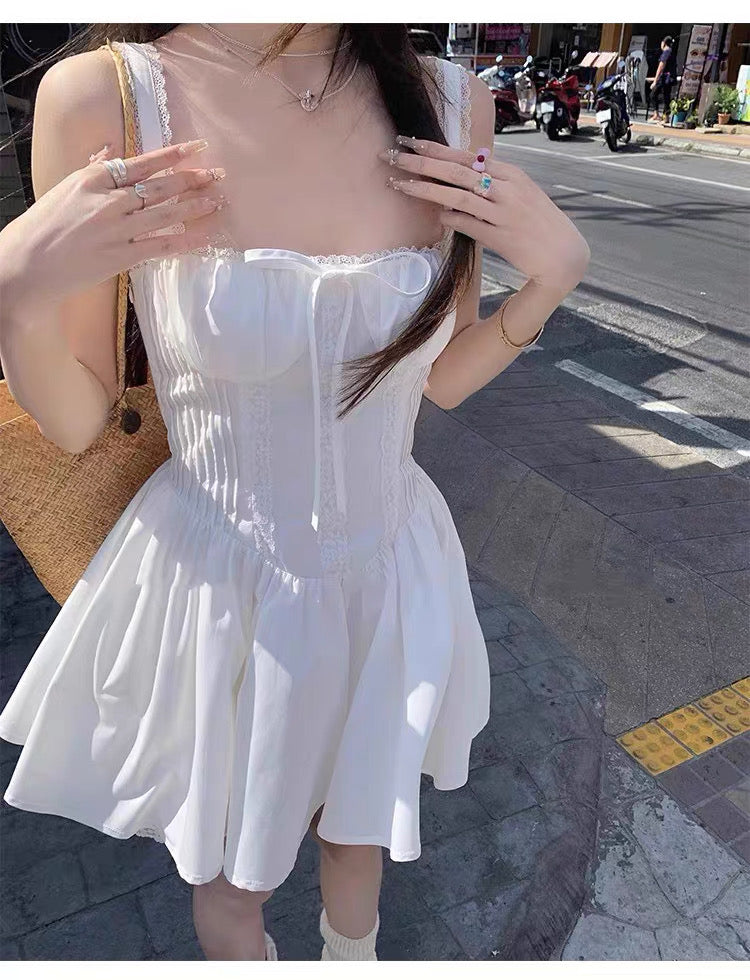 White Strap Mini Dress