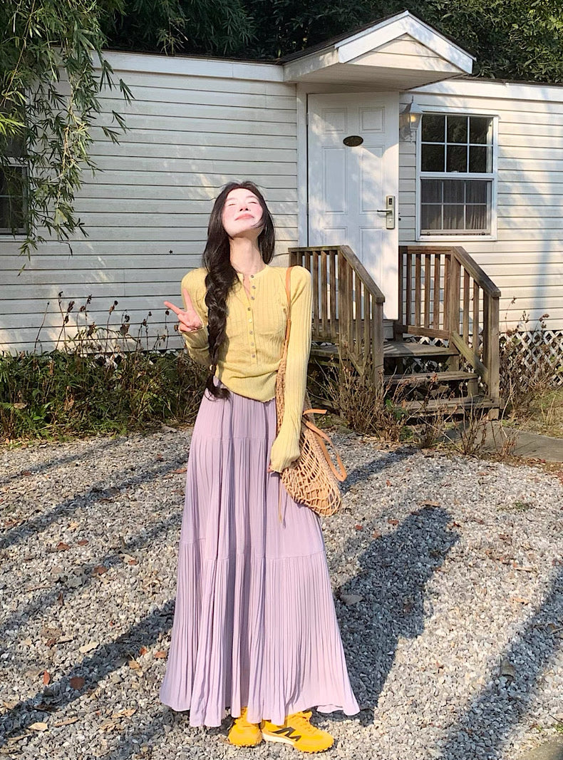 Milk Yellow Knitted Long Sleeve Top