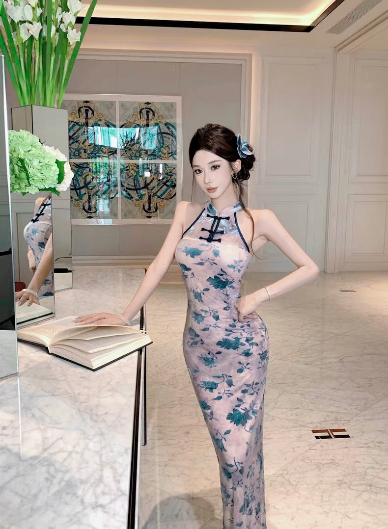 Blue Cheongsam CD034 Long Dress (S, M, L)