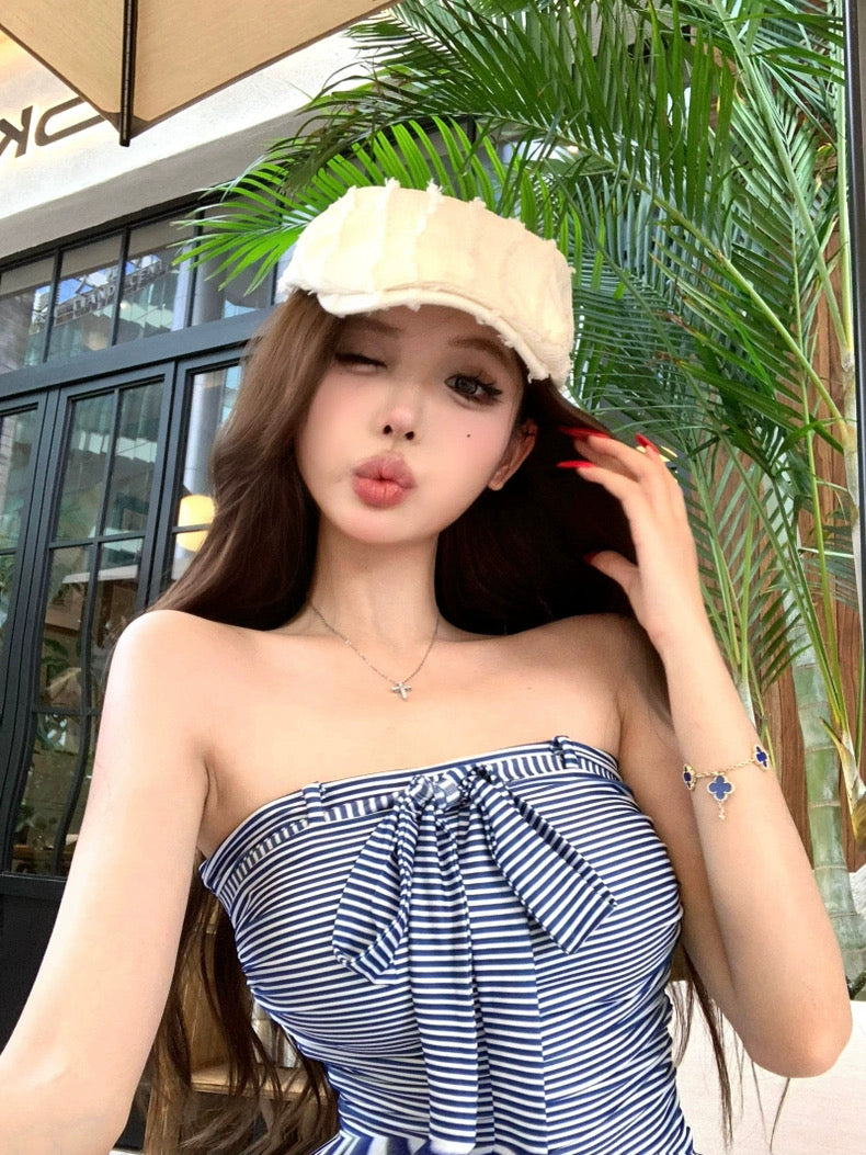 Blue Stripe Tube Dress