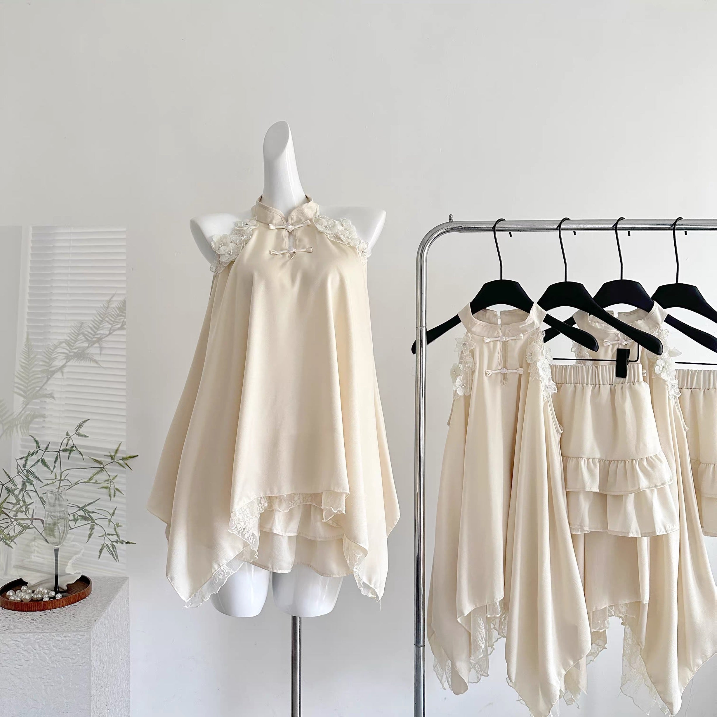 Beige Top + Skirt (S)