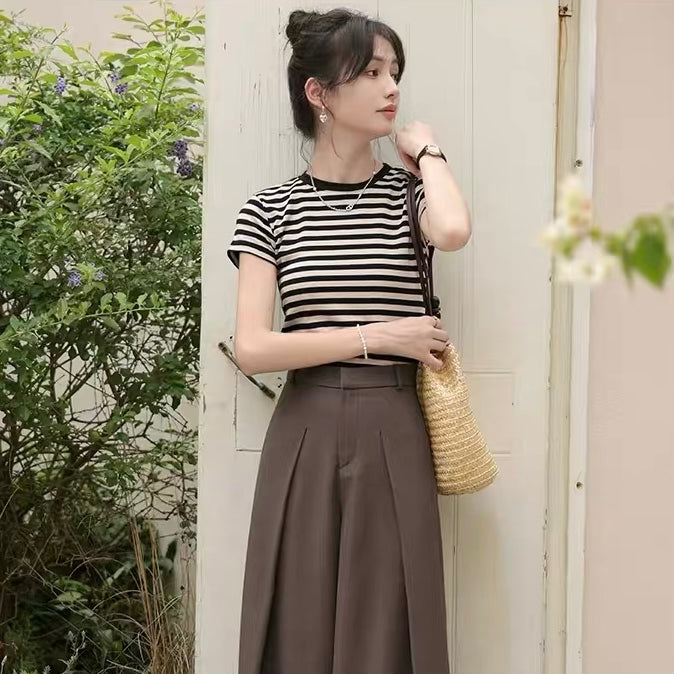 Two Tone Stripe Crop Top