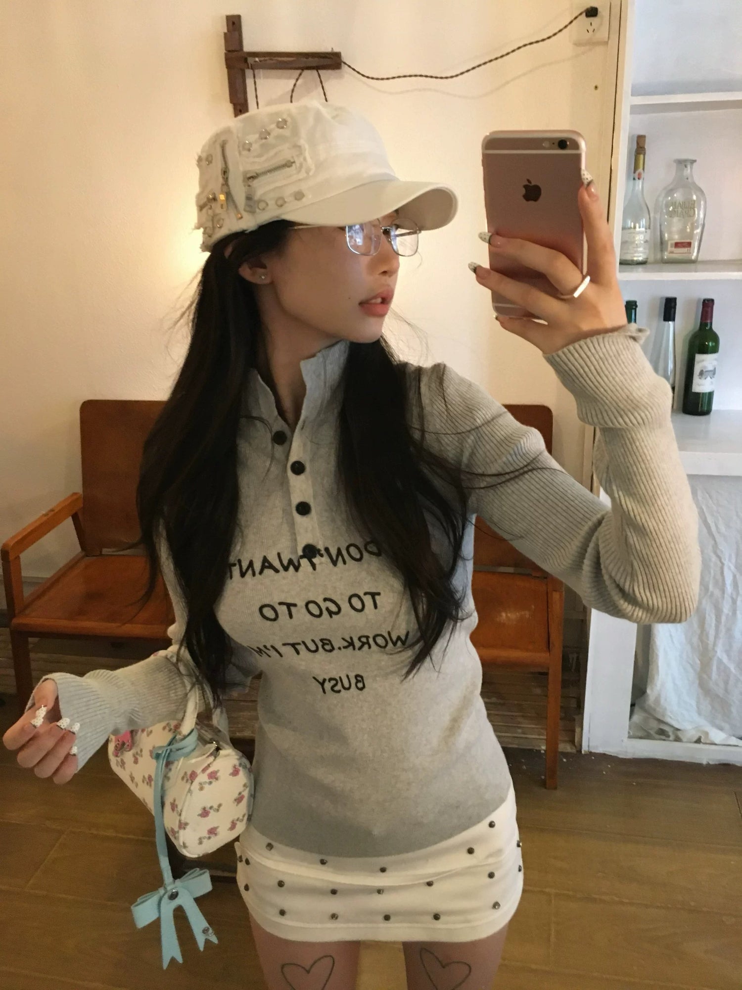 H36 Punk Zips Hat (White, Grey)