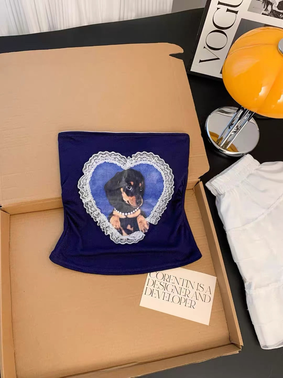 Dachshund Navy Tube Top