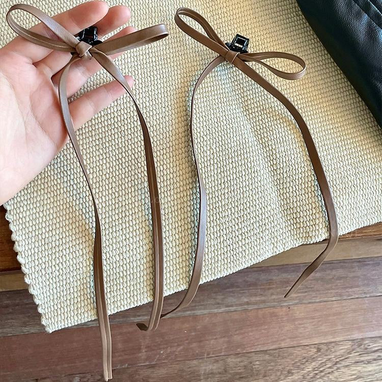 R009 Leather Ribbon Hair Clip