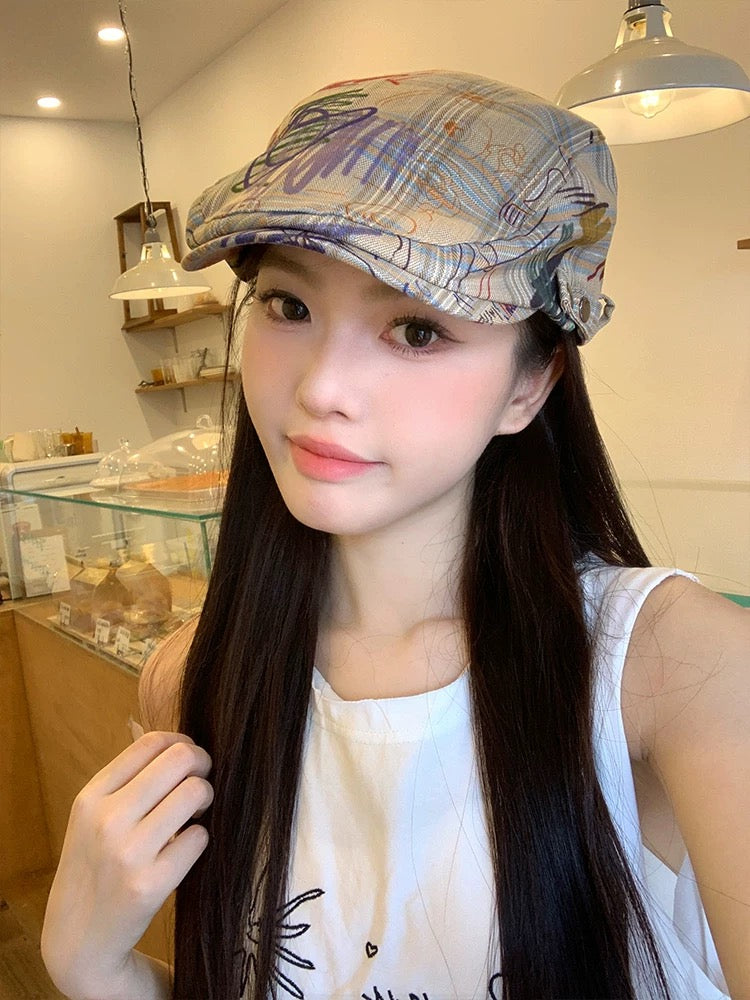 H21 Khaki Graffiti Drawing Hat
