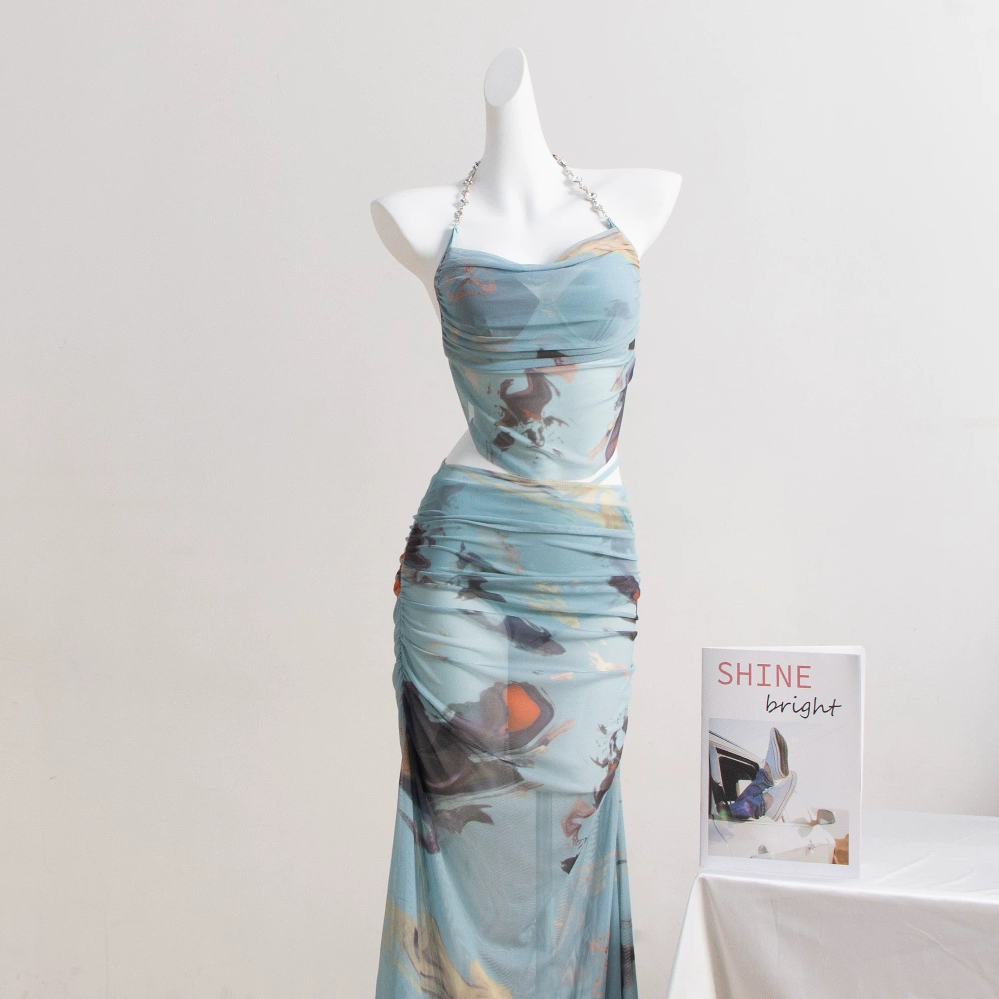 Ombre Mint Blue/ Purple Bikini BK26 Three Piece Set (S)