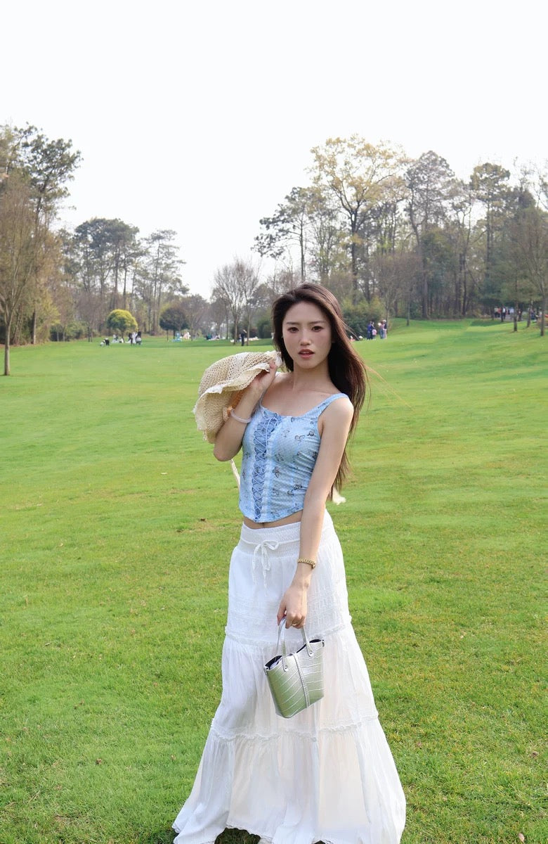 Blue Butterflies Mesh Top