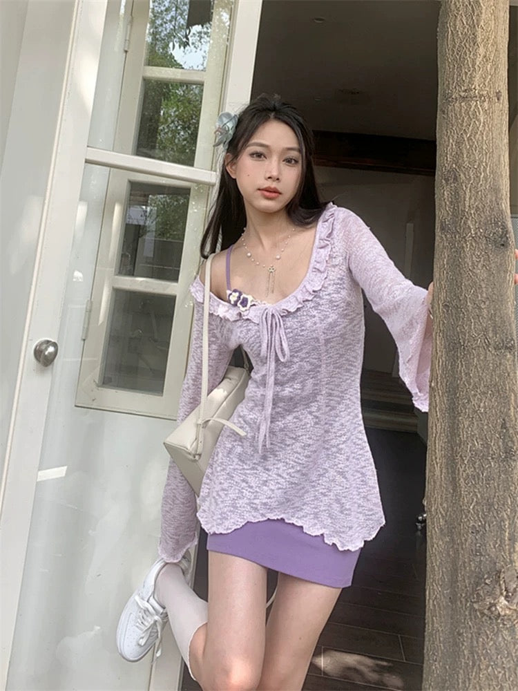 Purple Dress Two Pieces Set