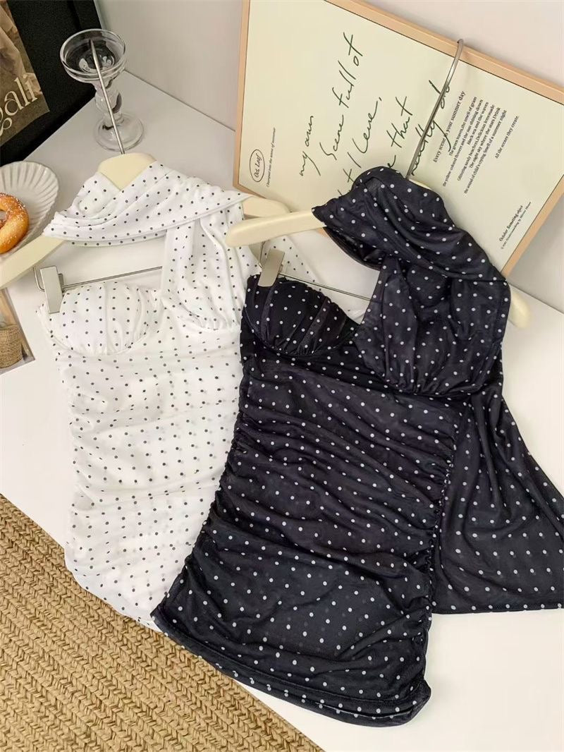 Polka Dot Tube Mesh Top Strap T009