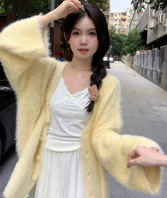 Yellow Fuzzy Cardigan
