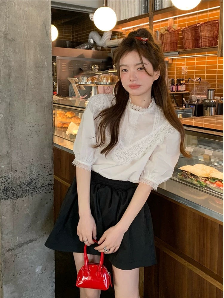 Puff Sleeve White Top