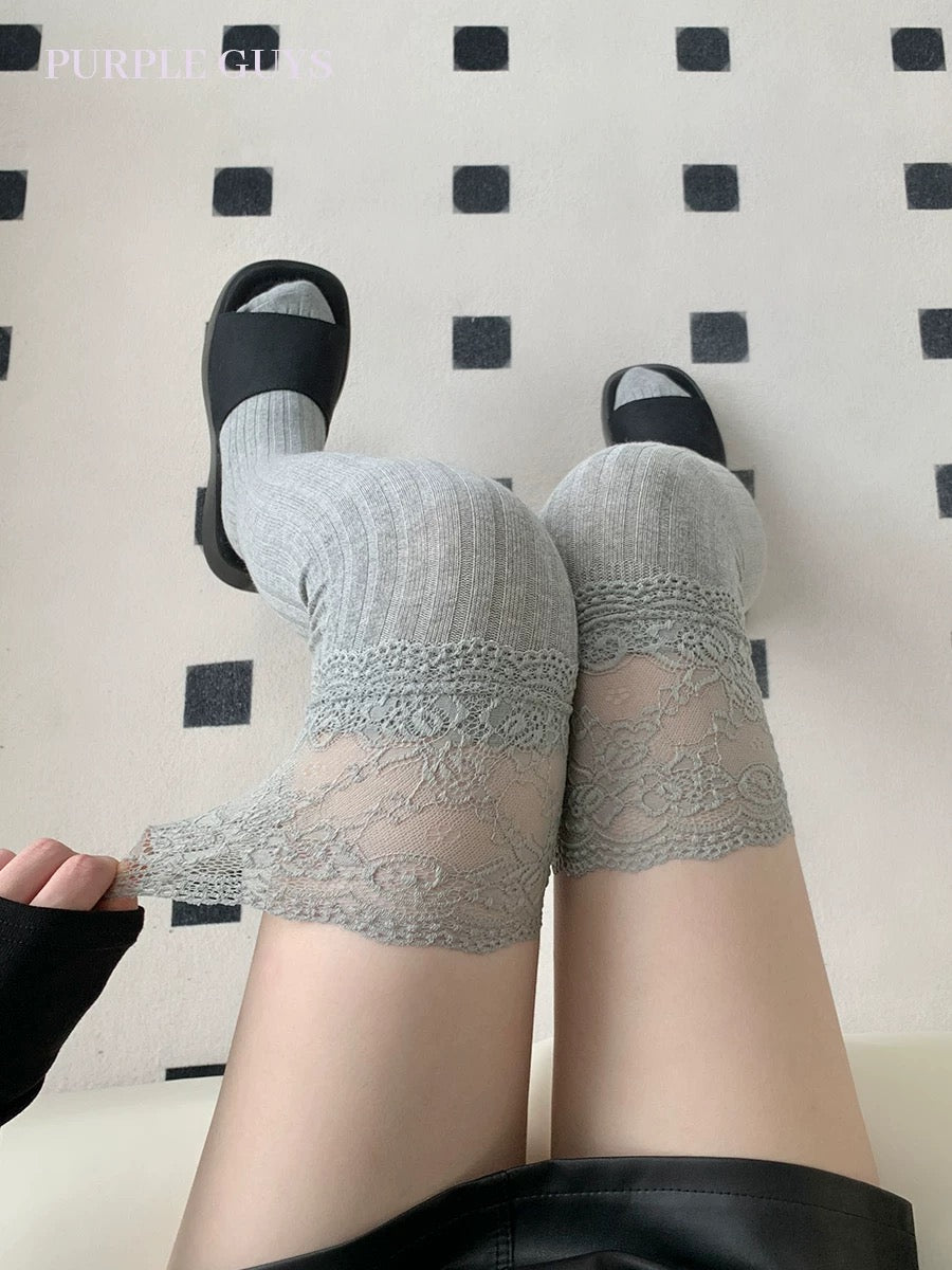 S003 Lace Cotton Long Socks