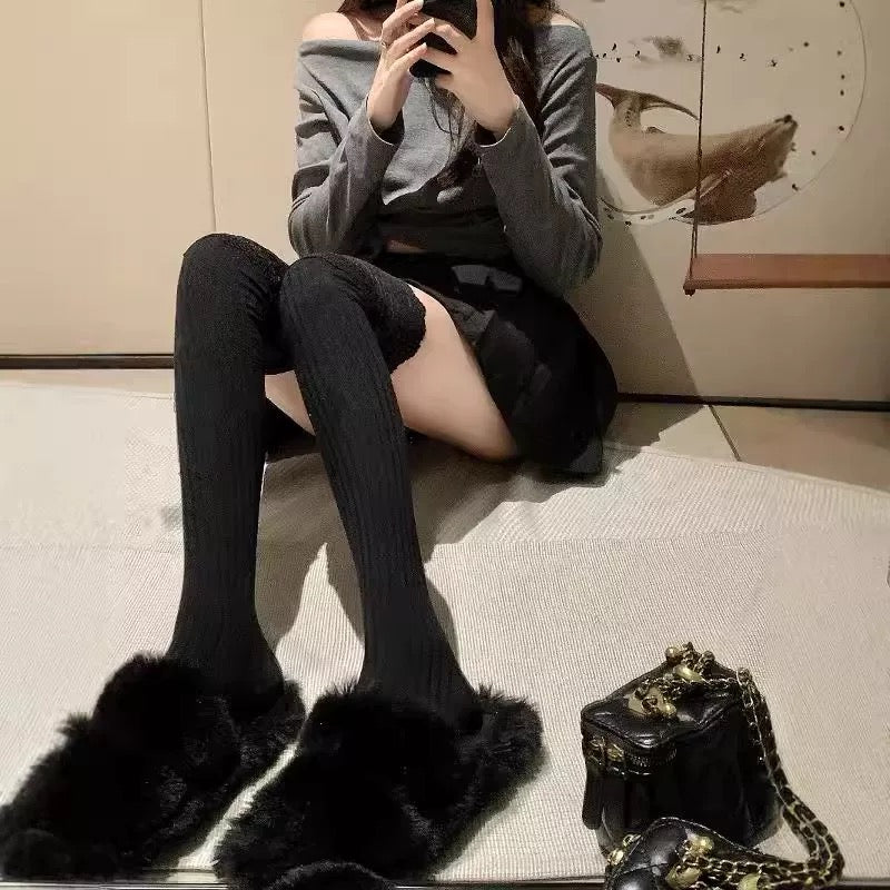 S003 Lace Cotton Long Socks