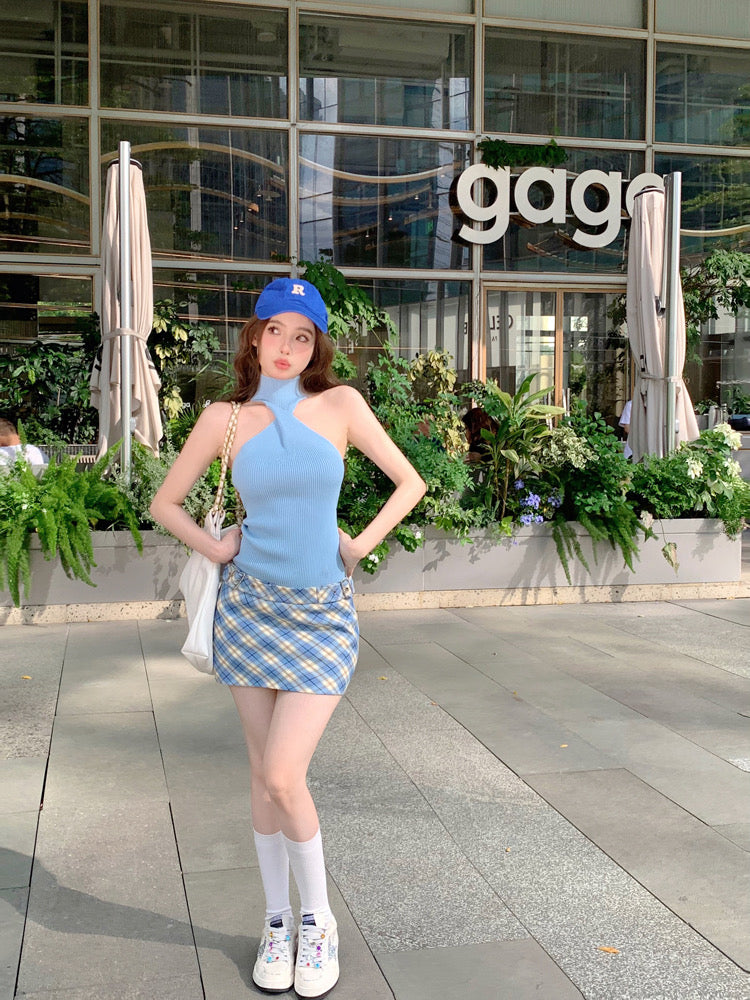 Mina Blue Waist  Mini Skirt (XS)