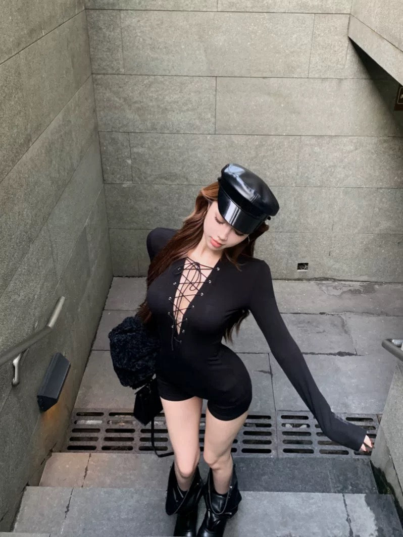 Black Long Sleeve Romper