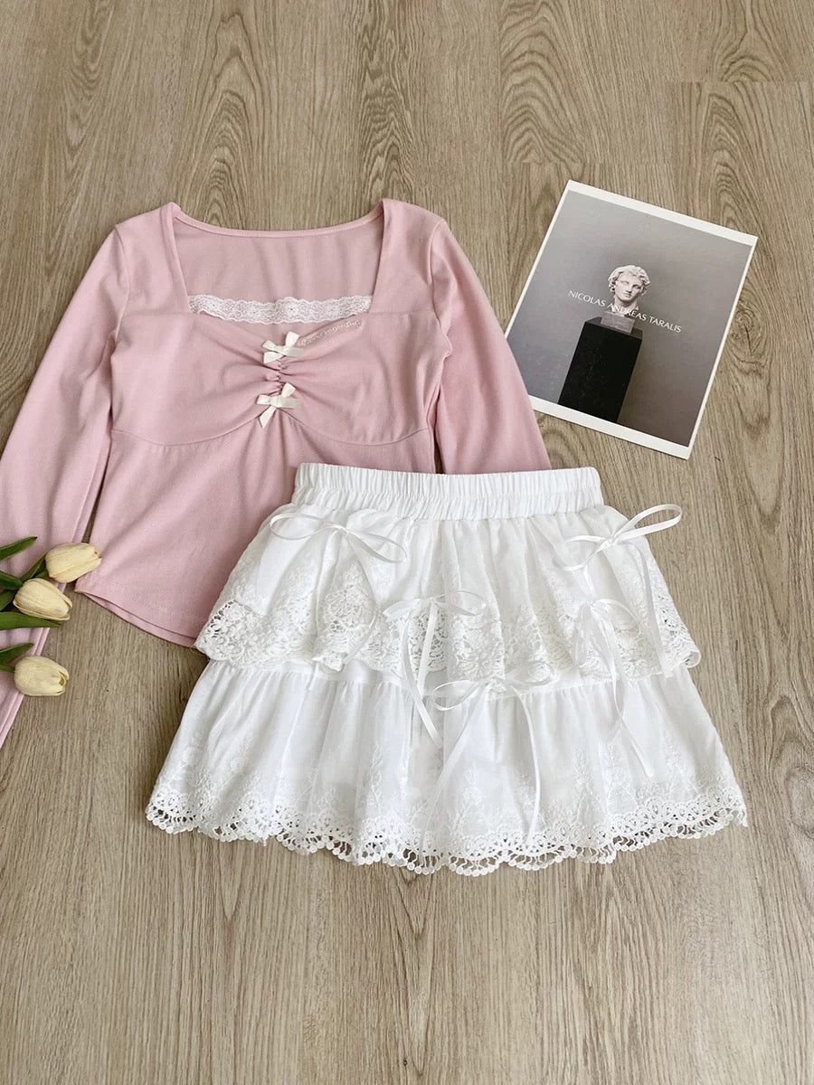 High Waist White Skirt