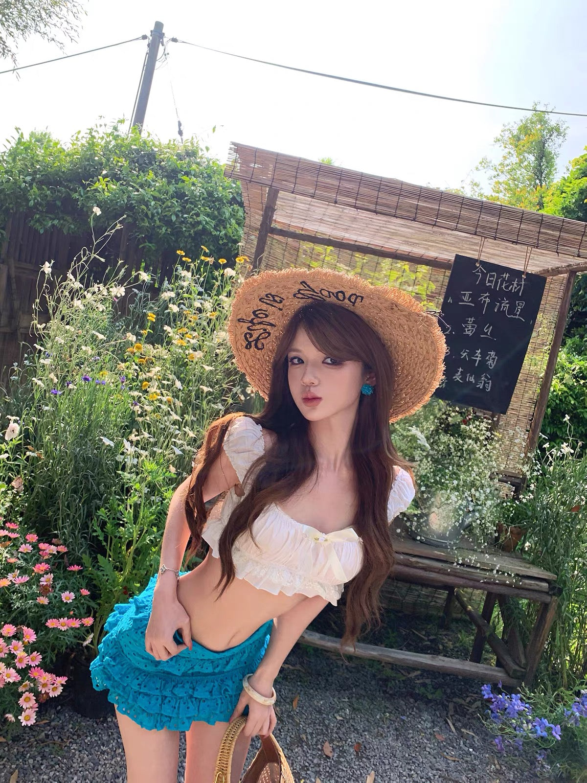 White Top + Blue Skort Two Piece Set (S)
