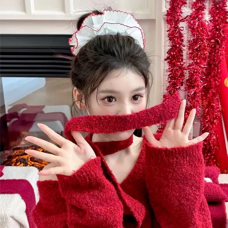 Korean Red Line Hair Rubberband