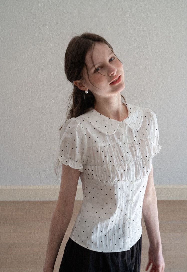 Cute Collar Mini Dot Top (S, M)
