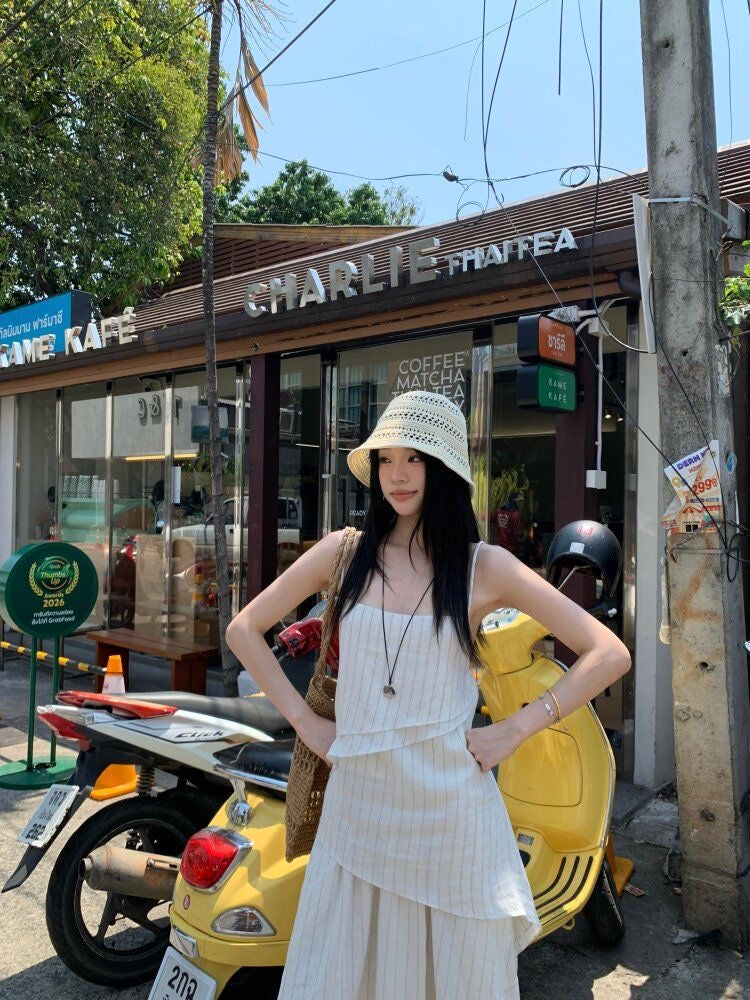 Narra Stripe Top + Long Skirt Two Piece Set