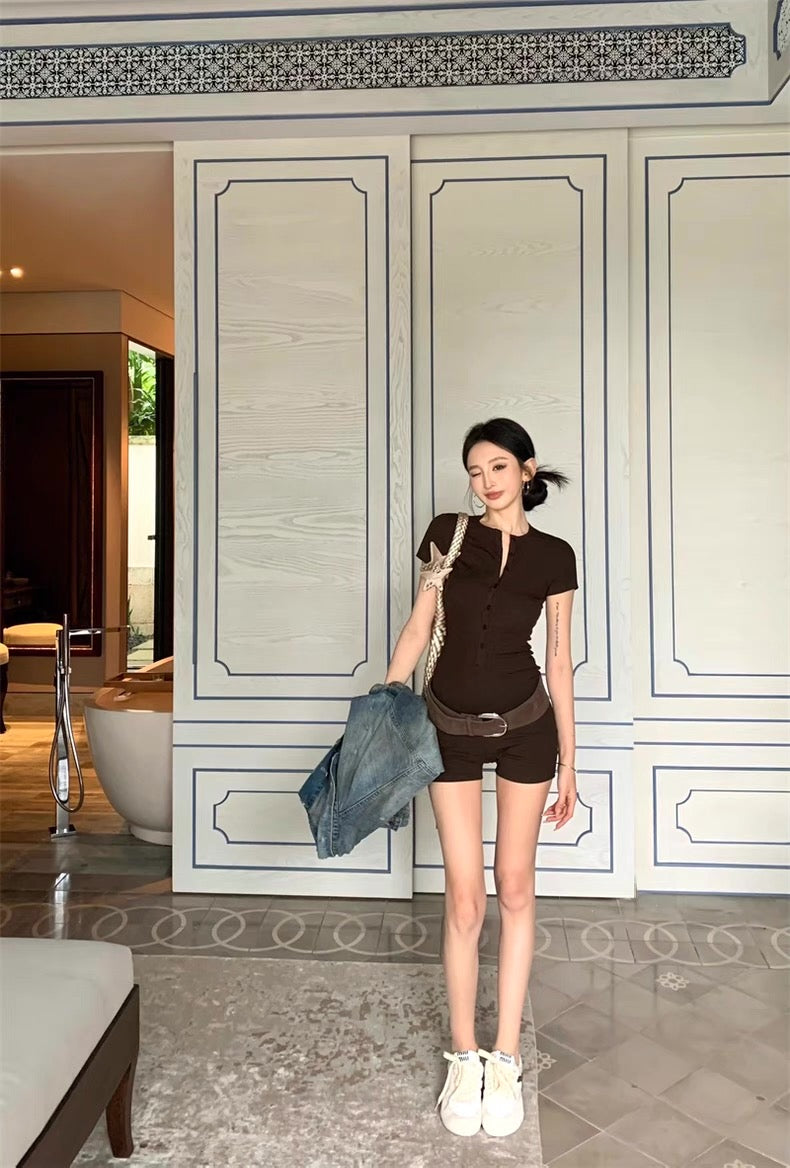 Chocolate Romper with/ without Belt
