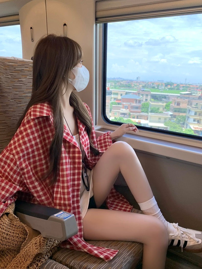 Red White Ginham Long Sleeve Shirt