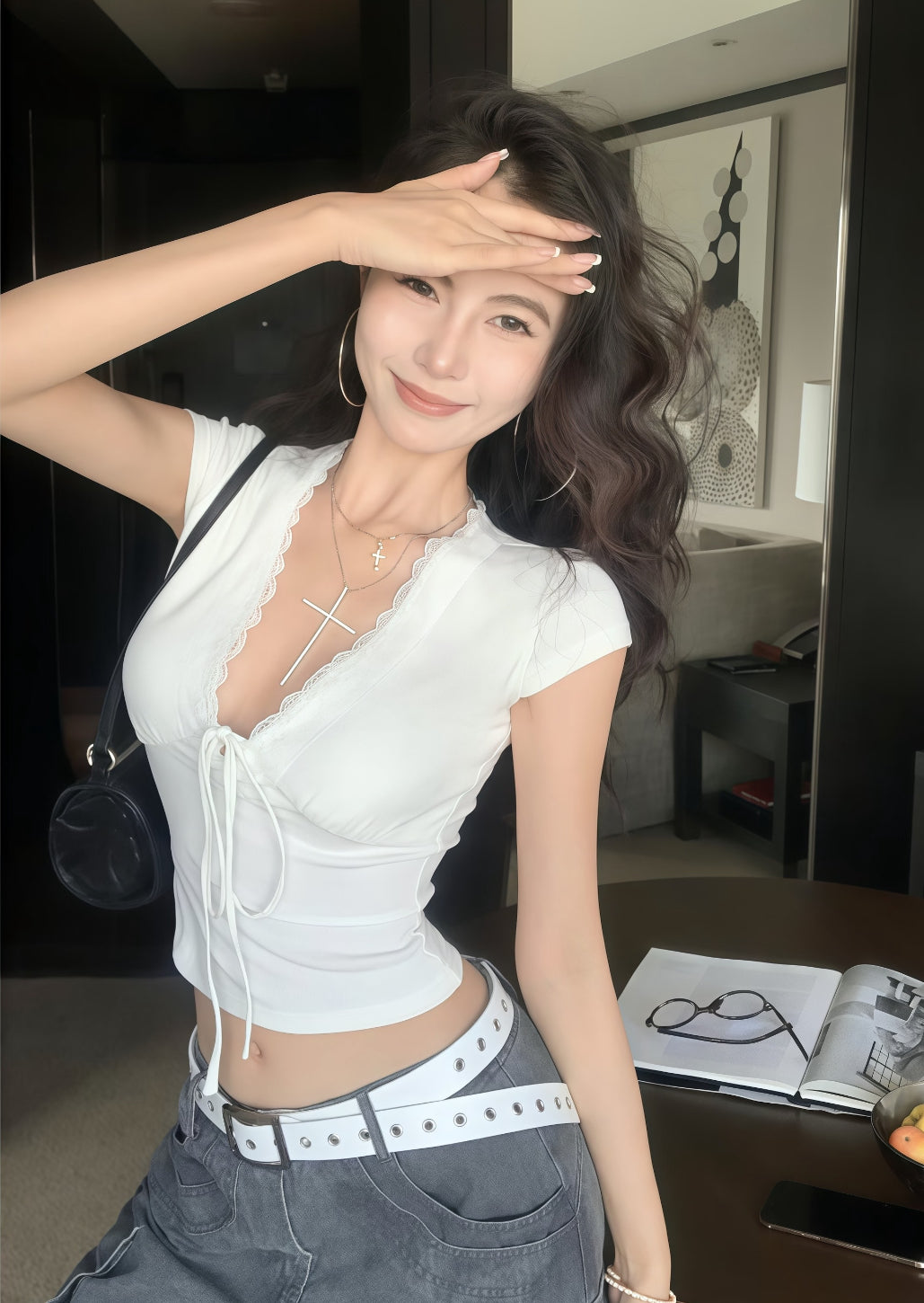 Deep V Collar Top
