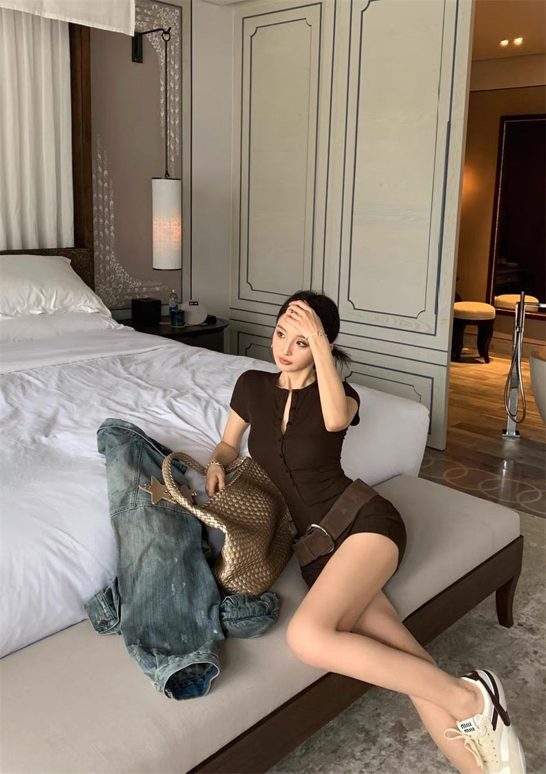 Chocolate Romper with/ without Belt