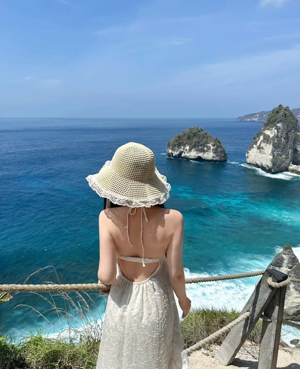 Floral Bareback Beige Tube Long Dress